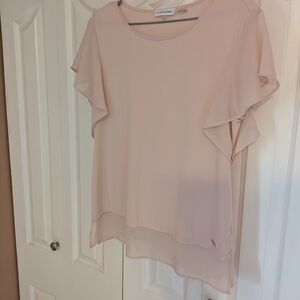 Calvin Klein Women's Blush Flutter Sleeve Blouse